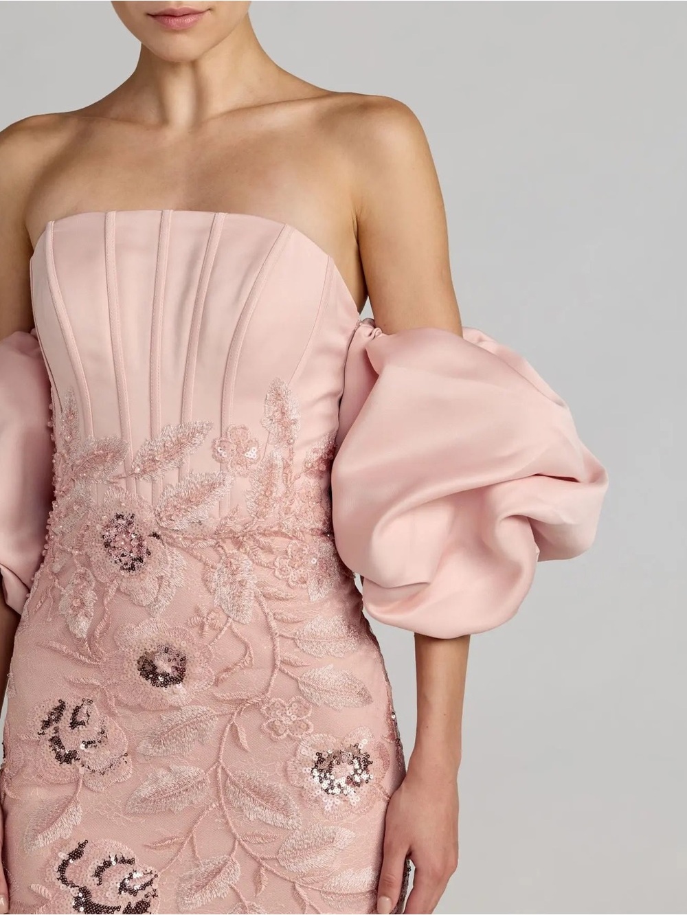 MAC DUGGAL Pink Size 6 Satin Off The Shoulder Embroidered Mermaid Gown - Picture 2 of 13